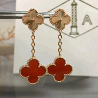 [Aethel jewelry]CLOVER 2 MOTIF  LASER CARNELIAN EARRINGS